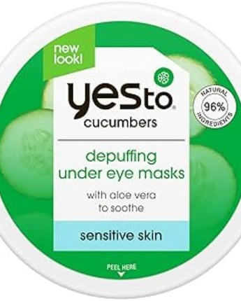 YES TO cucumbers depuffing Under Eye Mask Jar, 16 Count