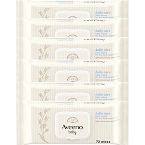 AVEENO Baby Daily Care Wipes - Cleanse Gently and Efficiently - Baby Wipes - Baby Essentials - 72 Wipes, Lid On Each Pack,