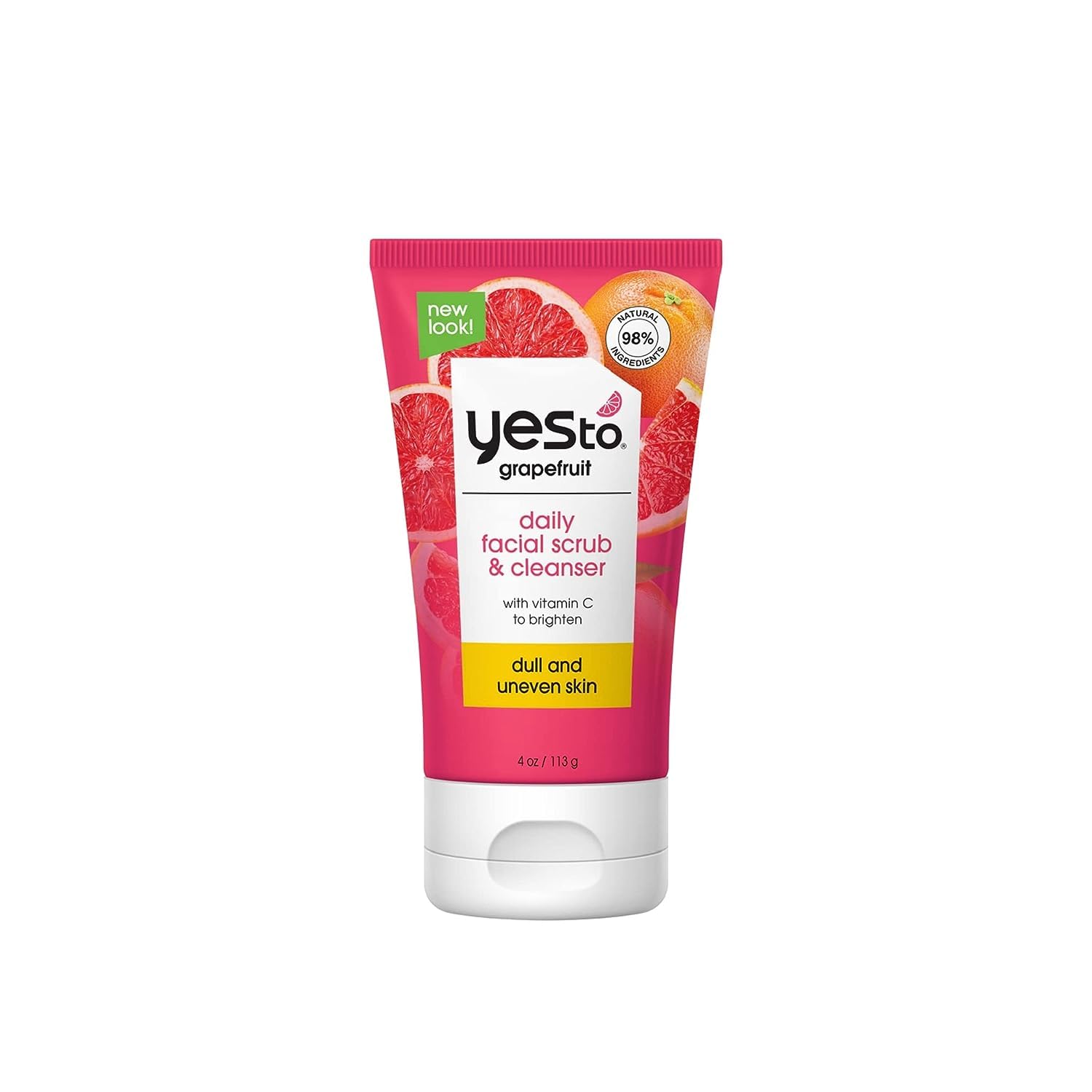 Yes To Grapefruit Daily Facial Scrub & Cleanser, Natural, Vegan & Cruelty Free, 4 Oz