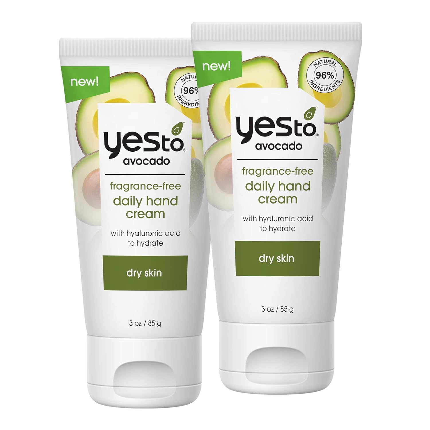 Yes To Avocado Fragrance Free Daily Hand Cream, With Omega 3 Fatty Acids, Hyaluronic Acid & Glycerin, Natural, Vegan & Cruelty Free, 3 Oz