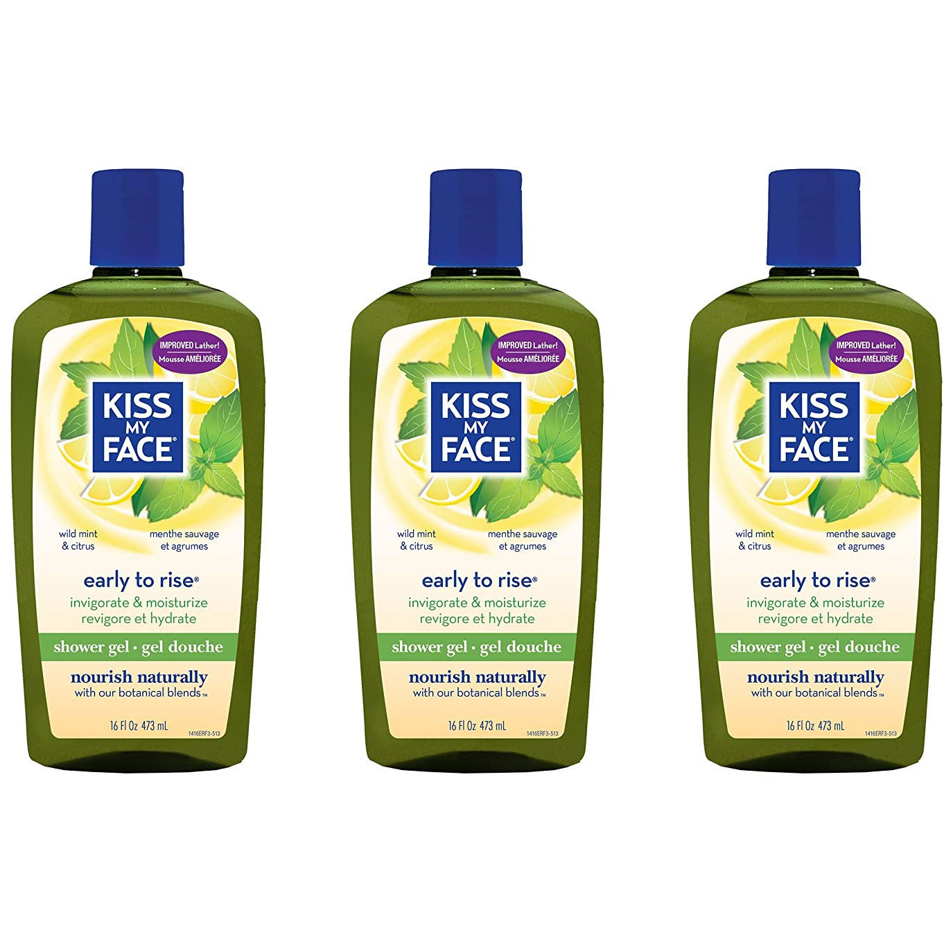 Kiss My Face Early-to-Rise Moisturizing Shower Gel, Bath and Body Wash, 16 oz