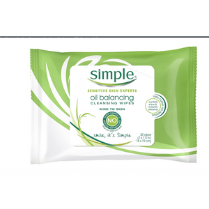 Simple Cleansing Facial Wipes, Oil Balancing 25 ct